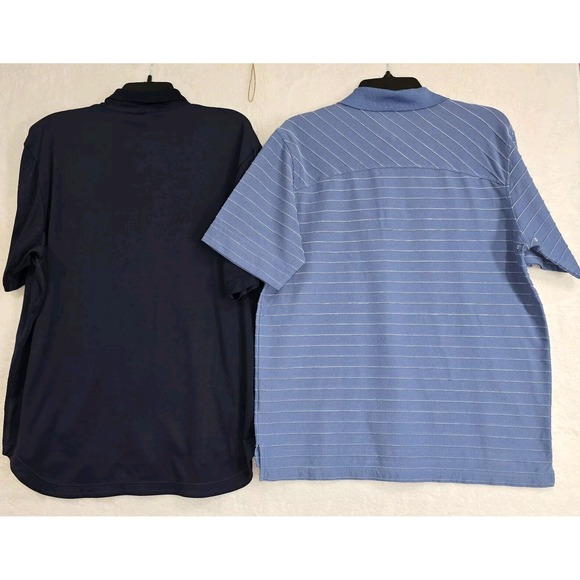 Fila Pair Of Mens Sport Golf Polo Collared Navy Blue And Baby Blue Striped Large - Picture 7 of 14
